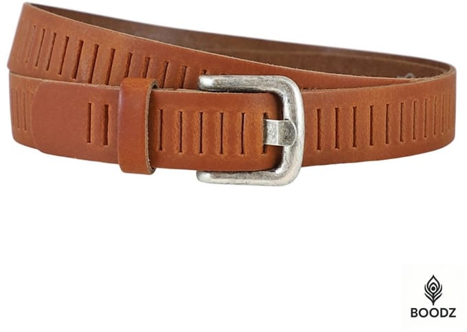 Boodz Leren Gleufjes Riem 3 cm Cognac | Maat 85
