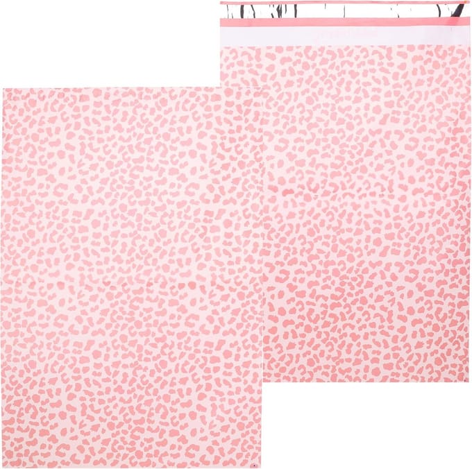 Grote Verzendzakken 16x22 inch (50 stuks) - Stevige Roze Cheetah Poly Mailers