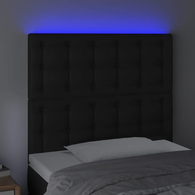 vidaXL - Hoofdbord - LED - 80x5x118/128 - cm - kunstleer - zwart