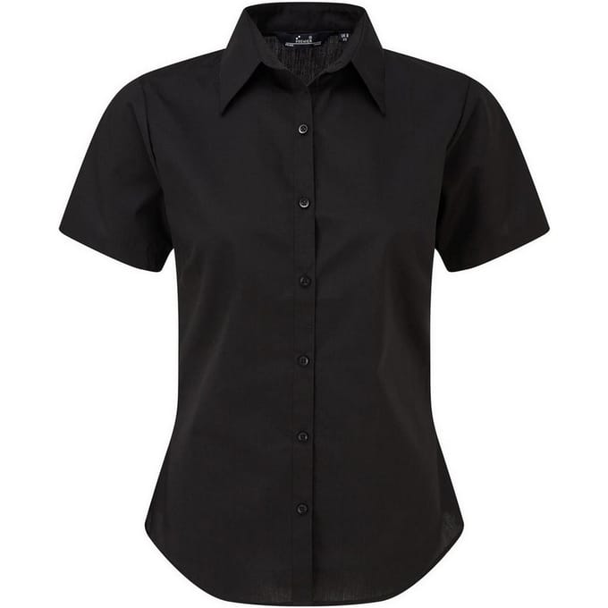 Premier Popeline blouse met korte mouwen / Gewoon werkoverhemd (Zwart)