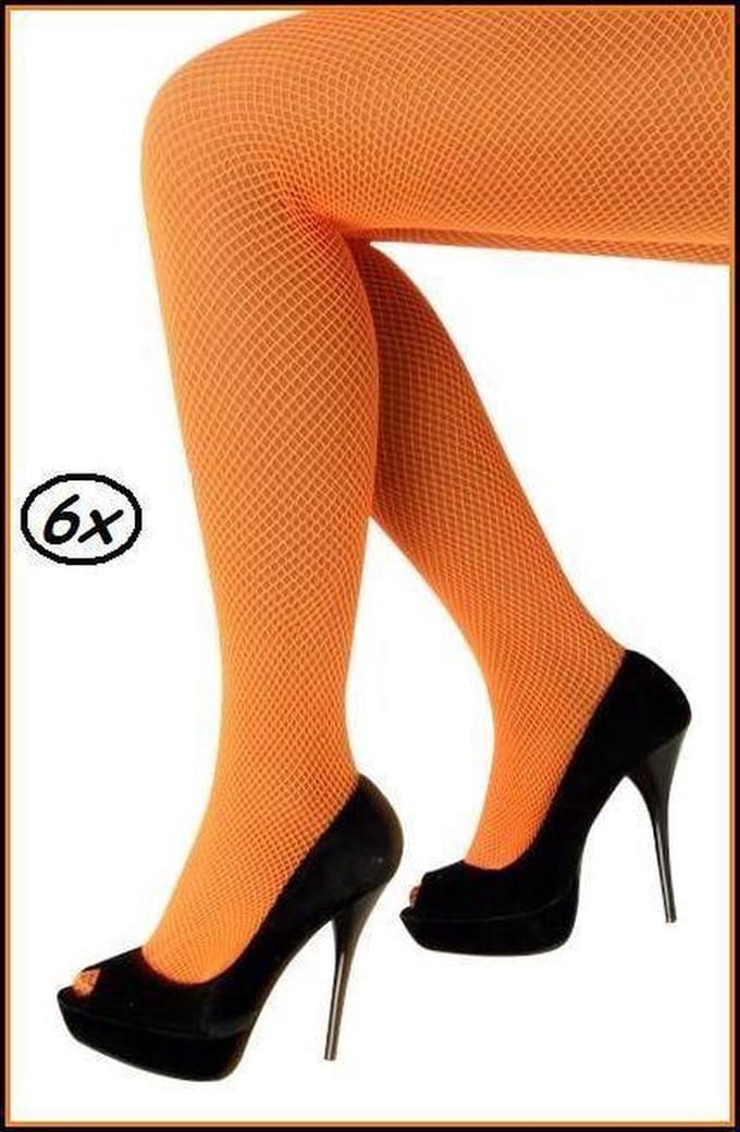 Netpanty - Oranje - Fluoriserend Oranje - Carnaval - 6 Stuks