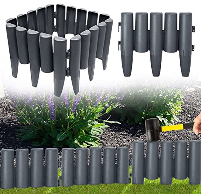 Gazonrand Palissade - Bloembedomranding Houtlook - Tuin Afscheiden - Eenvoudige Installatie - 2.8 meter - Antraciet