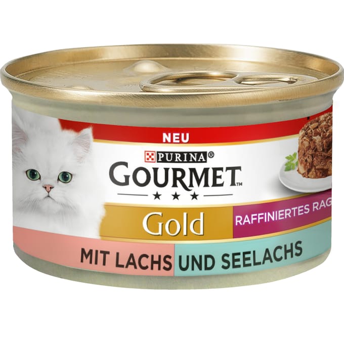 24x85g Gold Hartig Torentje Zalm en Koolvis Duo Gourmet Kattenvoer