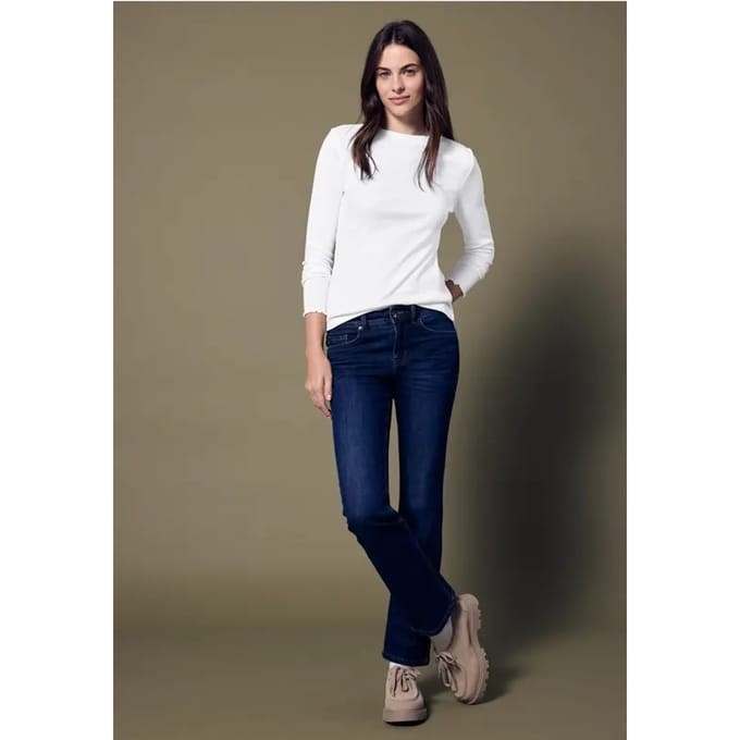 Geribd shirt met ronde hals