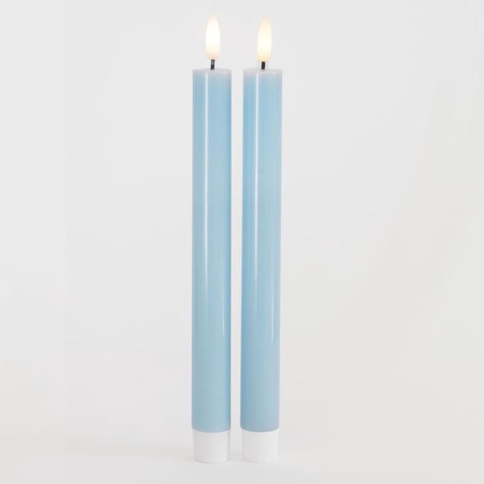 Sirius - LED-Dinerkaarsen 'Sille' (25cm hoog, Set van 2) - blauw - blue sky