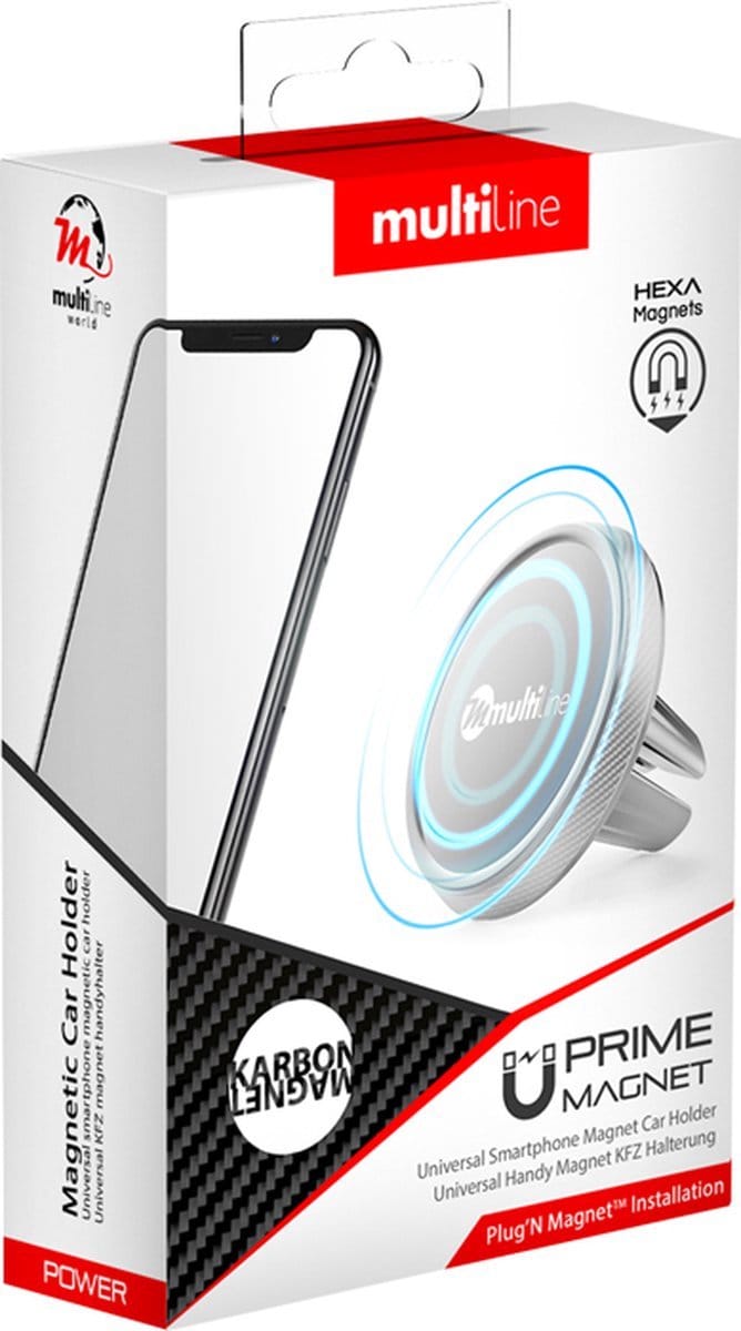 Multiline Prime Magnetische Telefoon Houder voor Auto - Karbon Grijs