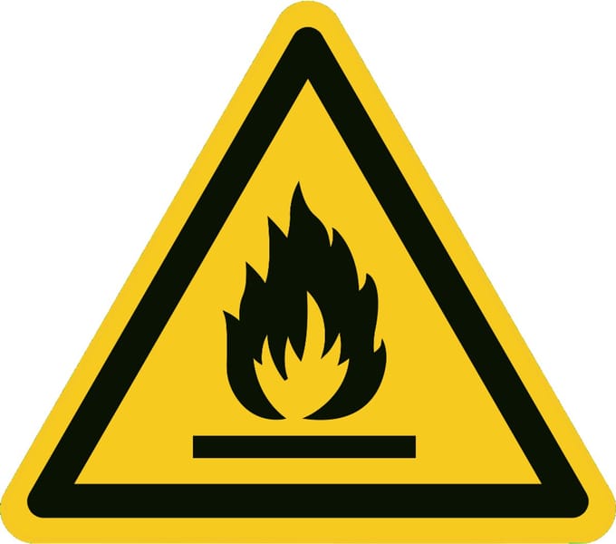 Brandbaar materiaal sticker pictogram 200x200 mm - ISO 7010 W021