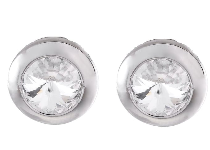 Behave - Oorknoppen glanzend zilverkleur met geslepen glaskristal