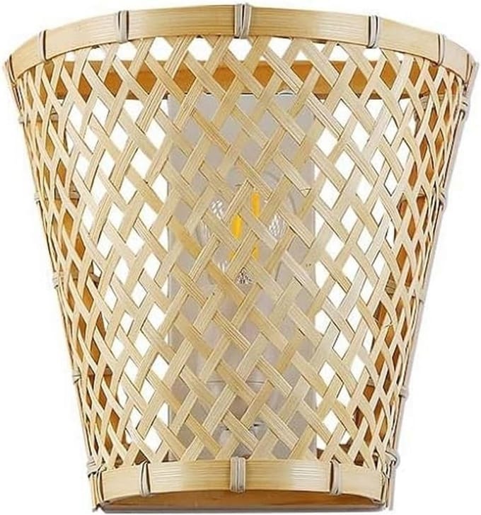 Handgemaakte Wandlamp van Pani-Rattan en Bamboe - Boho en Natuurlijke Sfeer