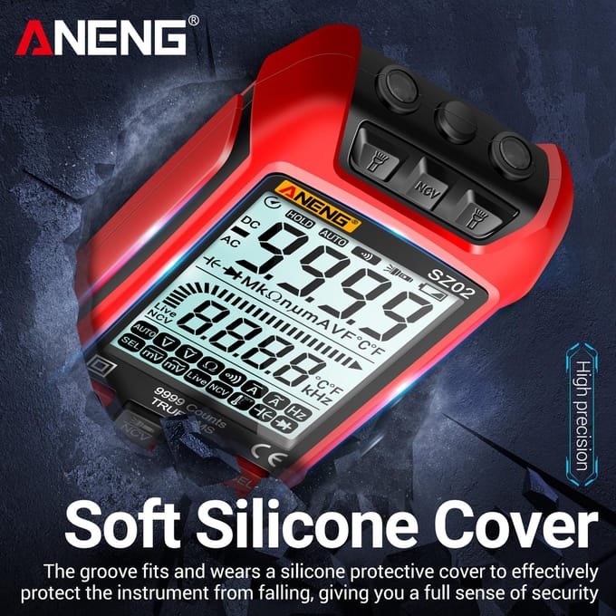ANENG SZ02 Slimme digitale multimeter Autobereik 9999 tellingen NCV Universele meter Handheld rood