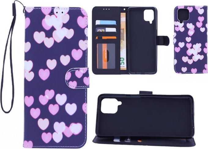 Bookcase Geschikt voor: Samsung Galaxy A42 hoesje met print - Hearts