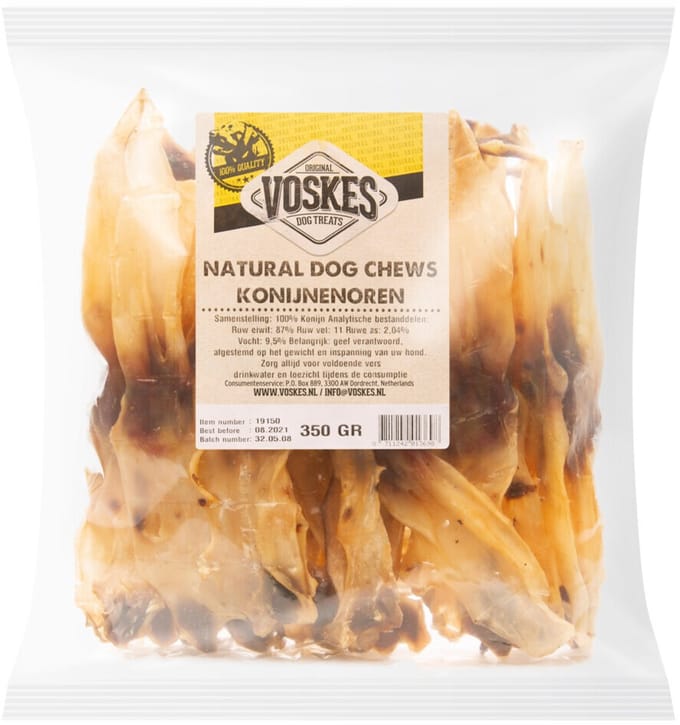 Voskes Hondensnacks Konijnenoren - 350 gr