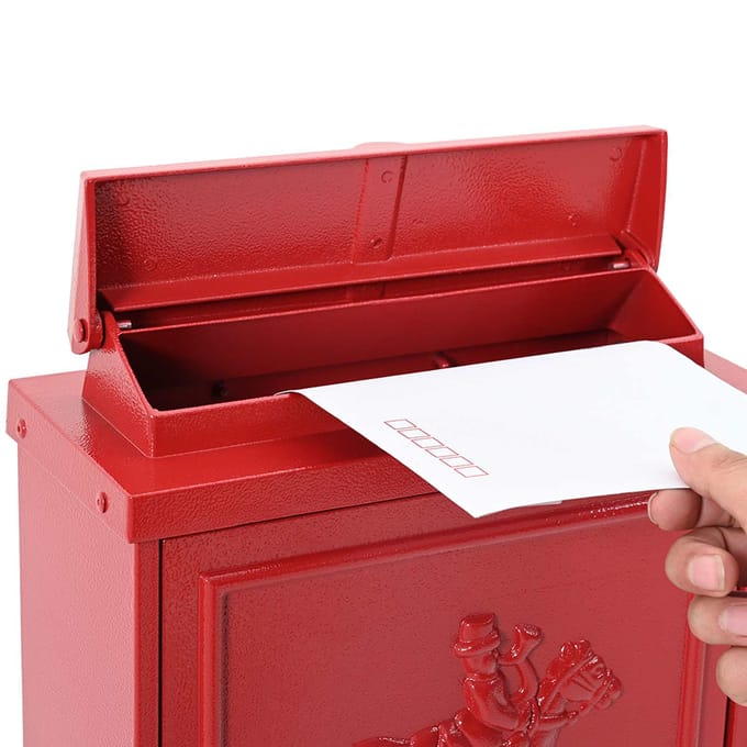 vidaXL - Wandgemonteerde - brievenbus - met - opslag - Rood - 29 - x - 13 - x - 41 - cm