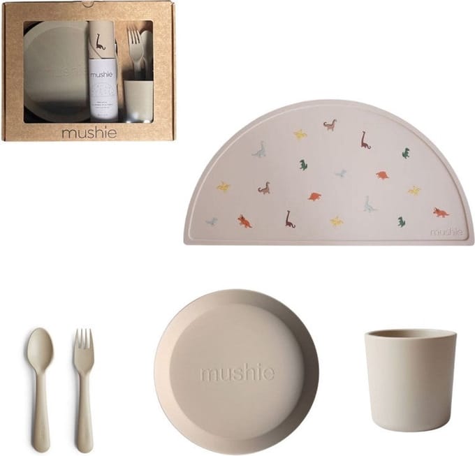Mushie Giftbox Kinderservies Rond - Vanilla
