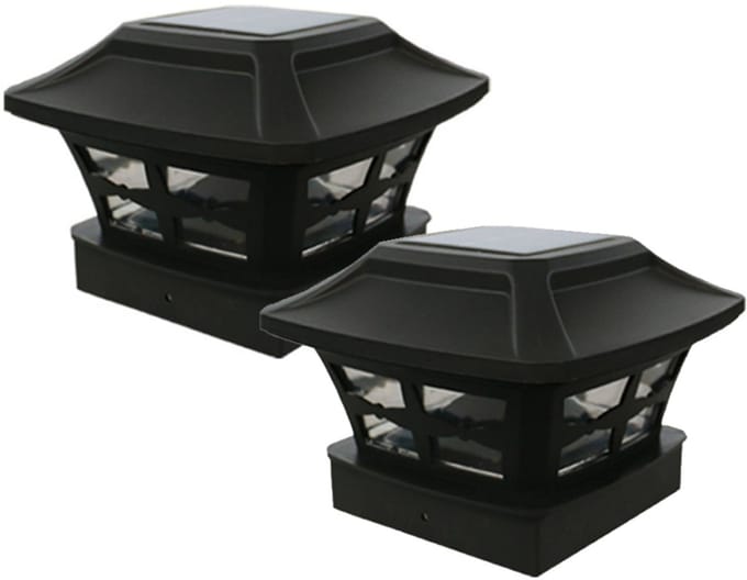Oneay Set van 2 solar schuttingpaallampen, paalkoplampen, tuinverlichting