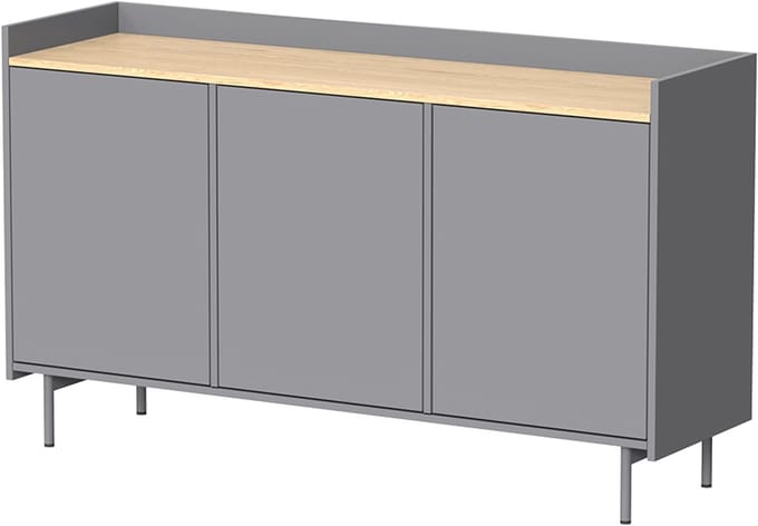 Vicco Velina Sideboard – 140 x 82 cm met 6 compartimenten Grijs/eiken