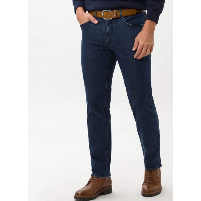 Brax Heren Jeans  Style CADIZ DARK BLUE, denim blauw regular, maat 36/38