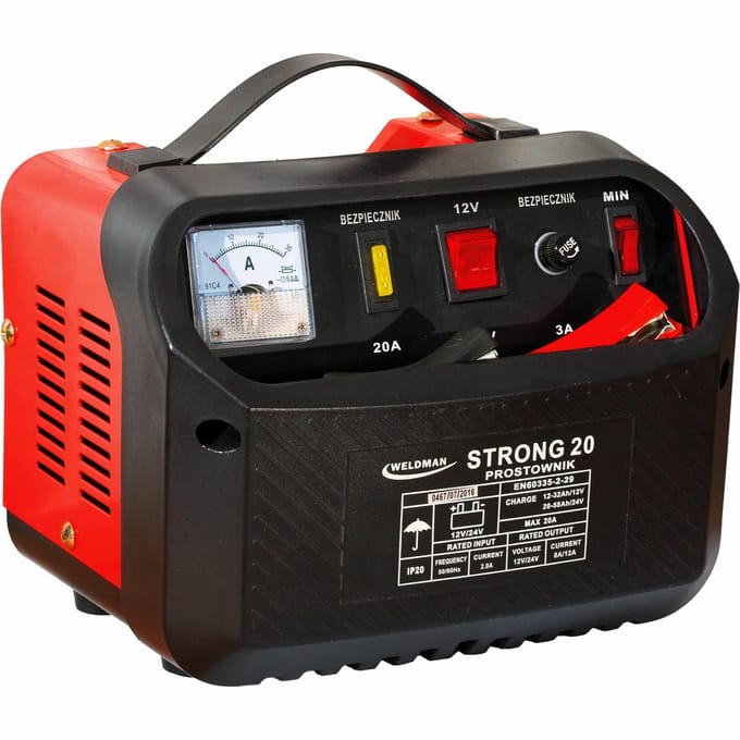Weldman STRONG 20 Serie - Acculader - 12/24V - Snel- en Normaal Laden - Amperemeter