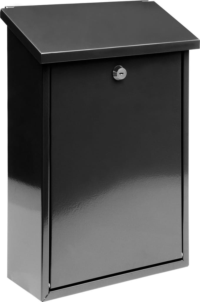 VOREL Brievenbus met 2 sleutels - zwart glans - 400x250x100 mm