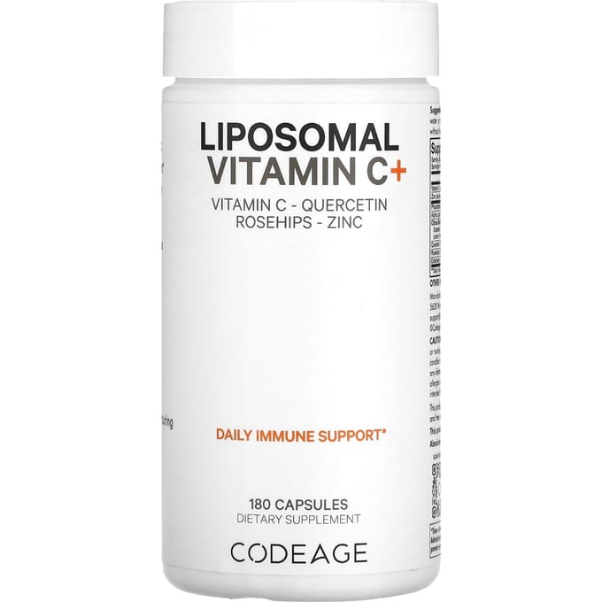 Codeage, vitamine, liposomale vitamine C+, vitamine C, quercetine, rozenbottel, zink, 180 capsules