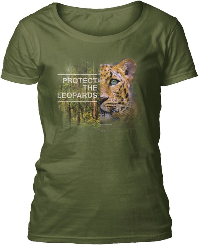 Ladies T-shirt Protect Leopard Green L