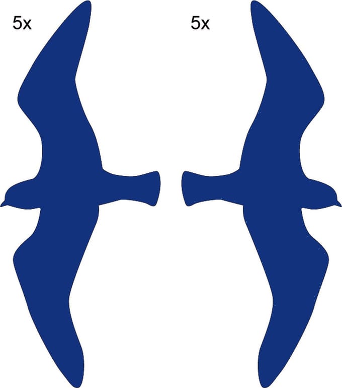 Raamstickers 'Vogel' - groot (27 cm) - 10 stuks - blauw