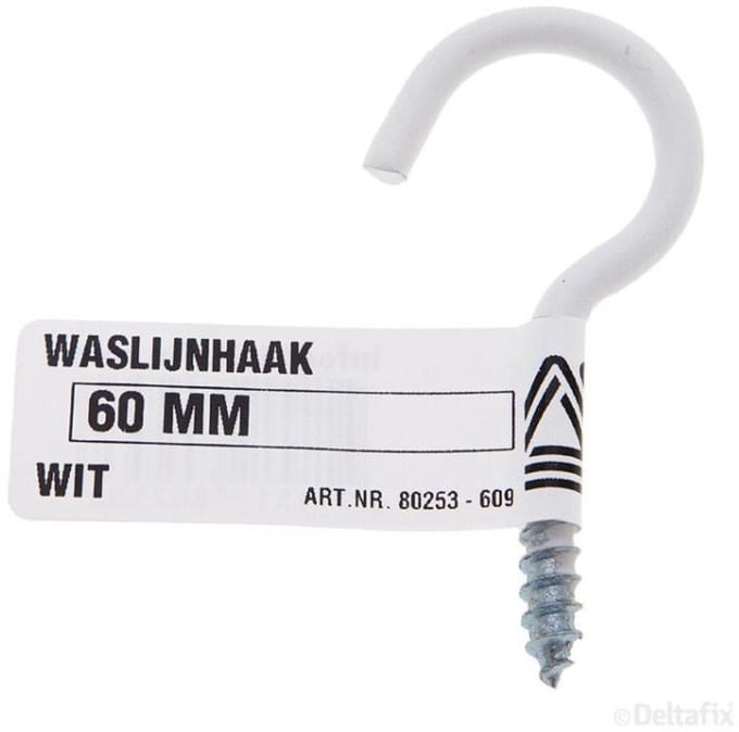 Deltafix waslijnhaak wit 60 mm 1 st.