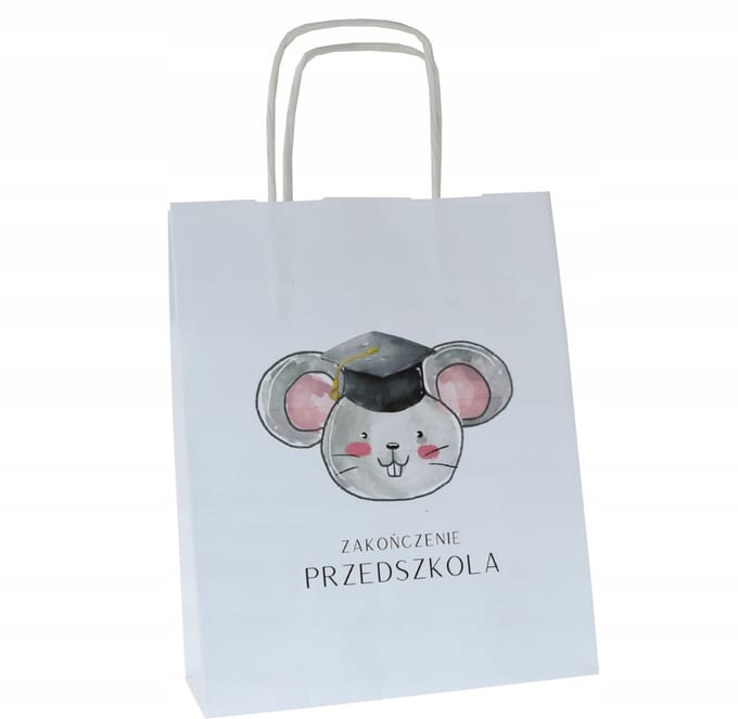 Papieren Cadeautas met Muisprint - Afscheid van de Kleuterschool