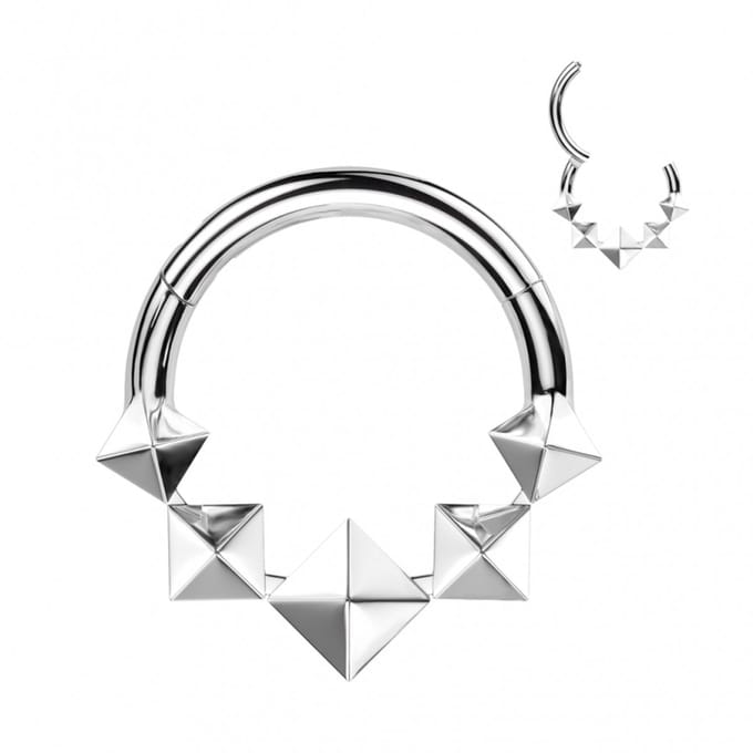 Piercing titanium 3D diamond 1.2x8 - zilver - LMPiercings