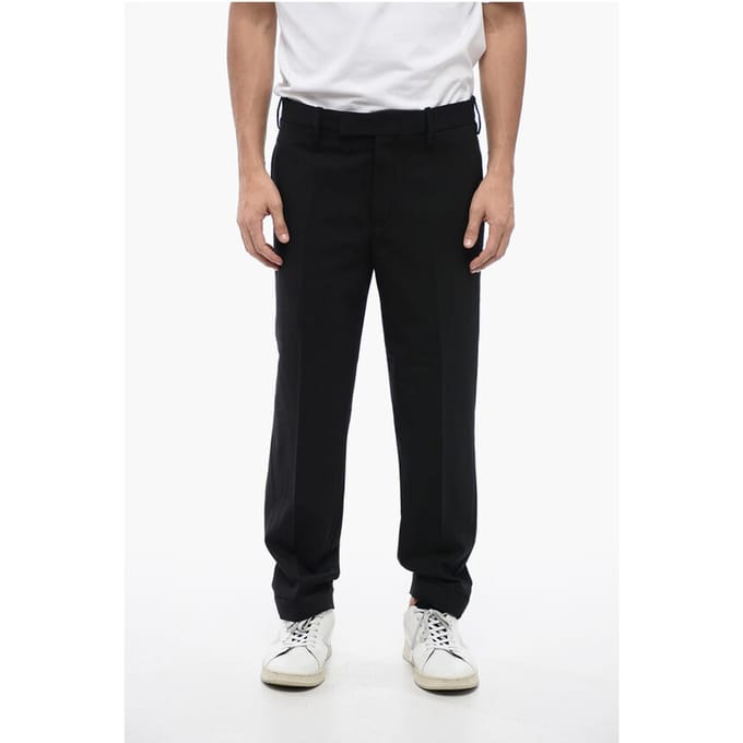 Regular Rise METAL HEM wolmix broek in zwart