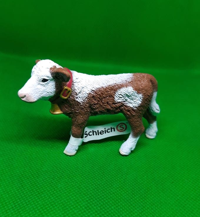 Speelfiguur - Boerderijdier - Kalf - Zwartbont