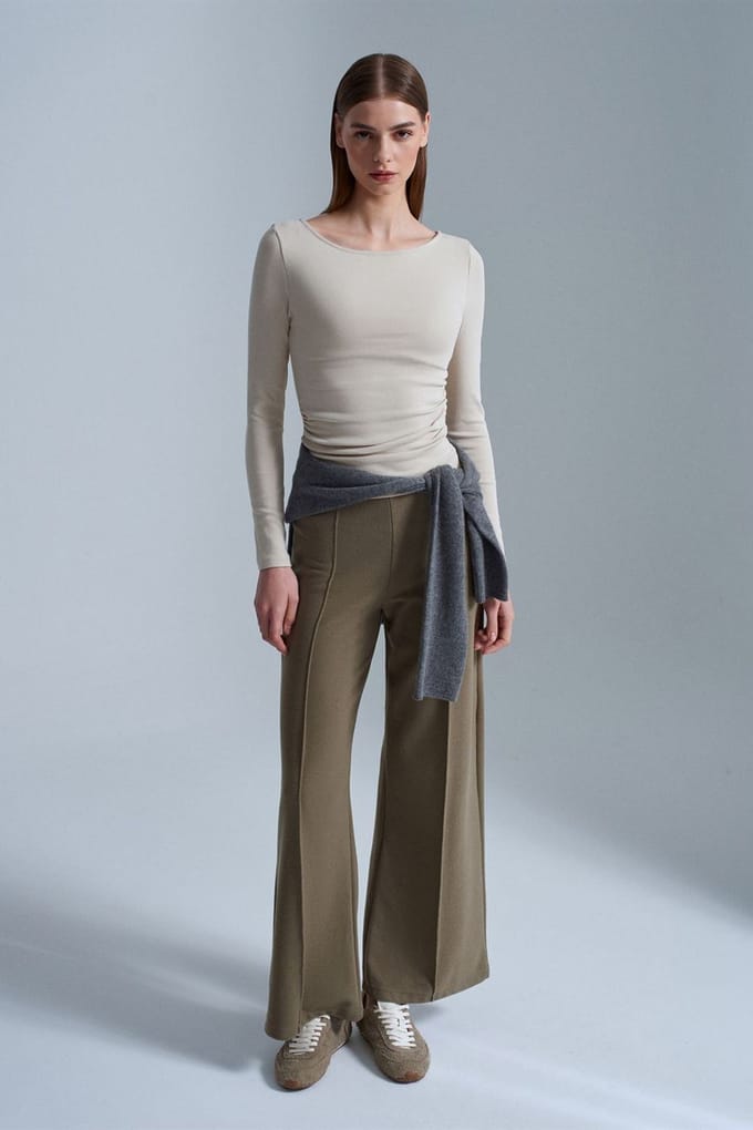 Vrouwen Wijde-Pijpen Gebreide Broek