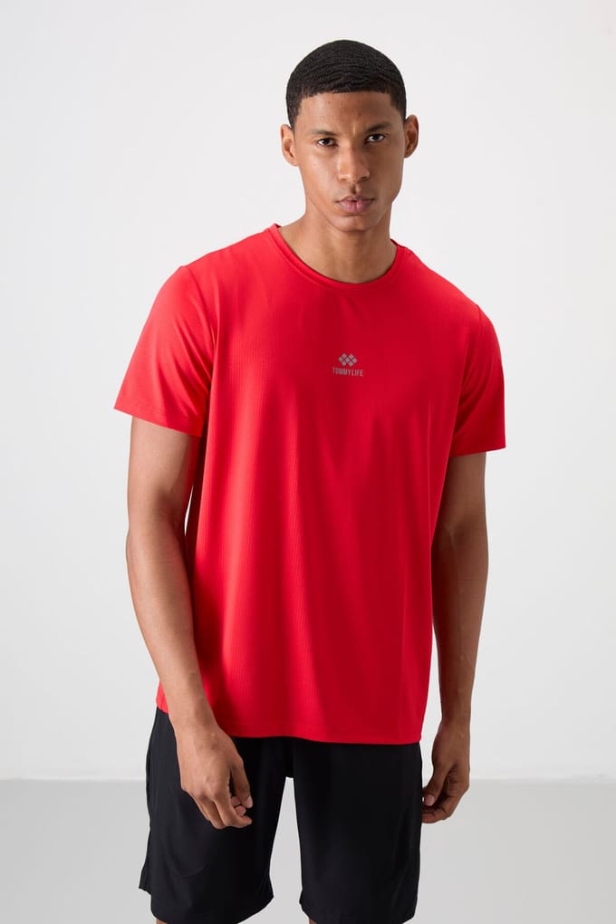 Heren T-shirt met logo-patch en korte mouwen