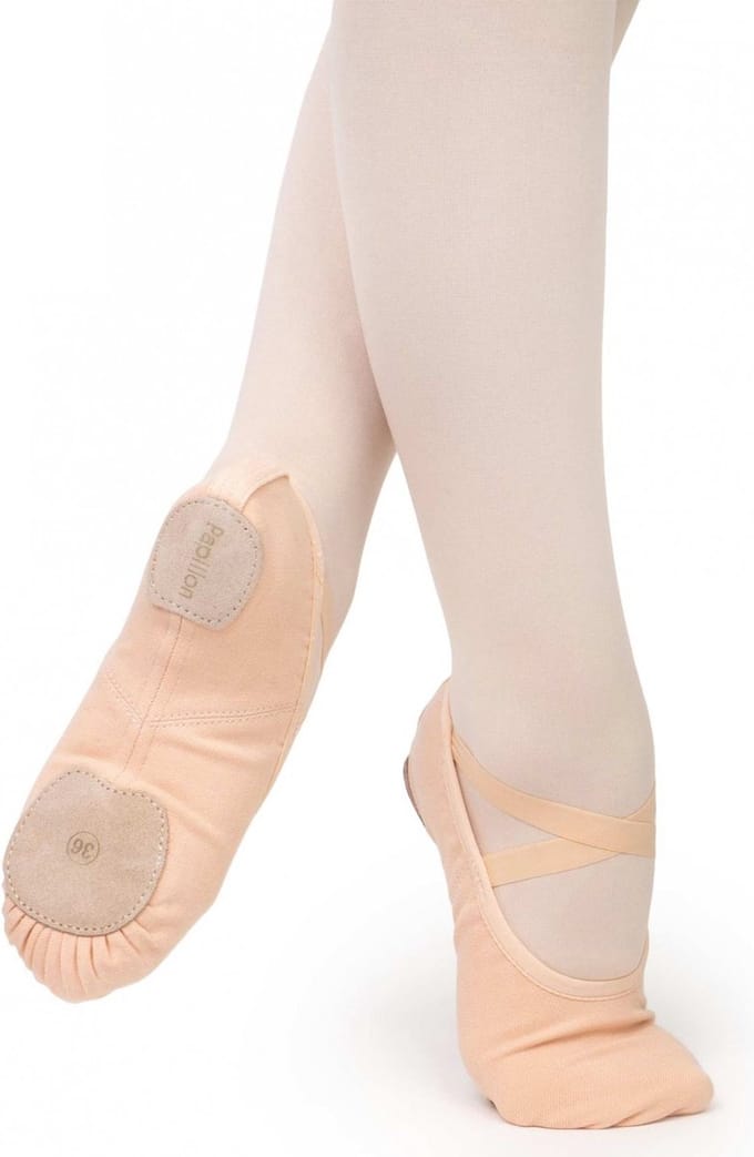 Balletschoenen Splitzool - Papillon PA1014 - Roze Balletschoentjes- Stretch Canvas - Splitzool - Maat 34