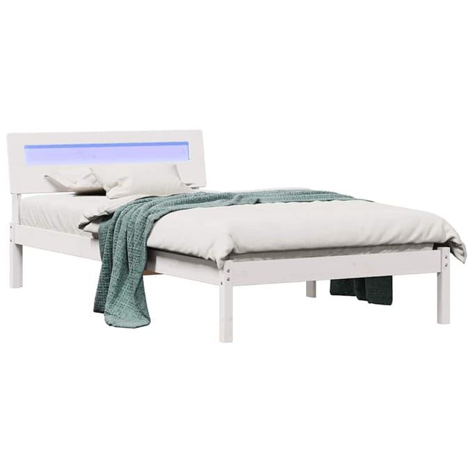 vidaXL - Bedframe - met - hoofdeinde - Wit - 100 - x - 200 - cm - Massief - grenenhout