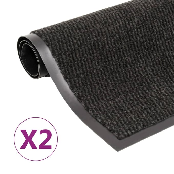 vidaXL - Droogloopmatten - 2 - st - rechthoekig - getuft - 80x120 - cm - zwart