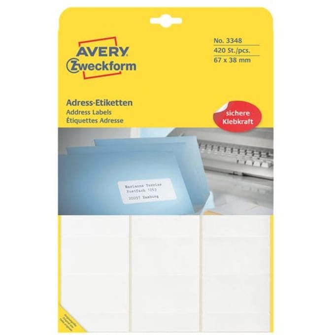 adresetiket Zweckform 67x38mm wit pakje a 240 etiketten