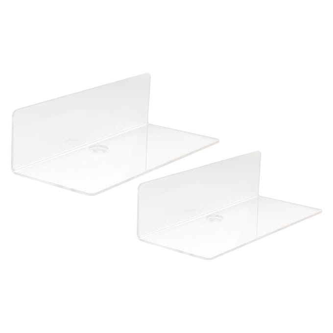 2 Stuks Transparante Zwevende Plank Acryl Fijn Oppervlak Delicaat Modern Transparant Wandmontage Plank Rek white
