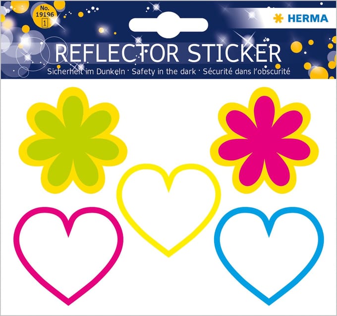 HERMA 19196 REFLECTOR STICKERS FLOWERS & HEARTS