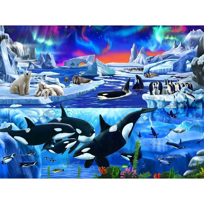 Peinture diamant 5D à faire soi-même, broderie de baleine, mosaïque, point de croix, strass, décor 20X30CM blue