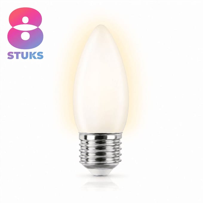 8x Kaarslamp Gloeilamp E27 - 25W - Warm Wit Licht (2700K) - 150 lm - 1 jaar - Dimbaar