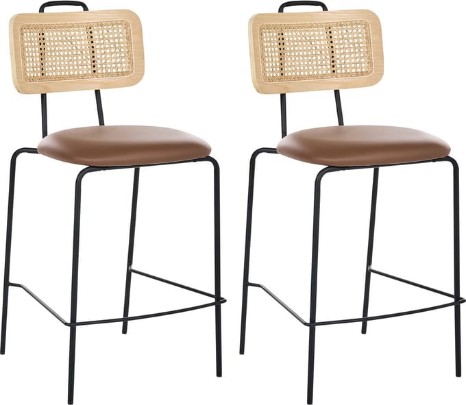 ADELANTO - Set van 2 barstoelen - Bruin - Kunstleer