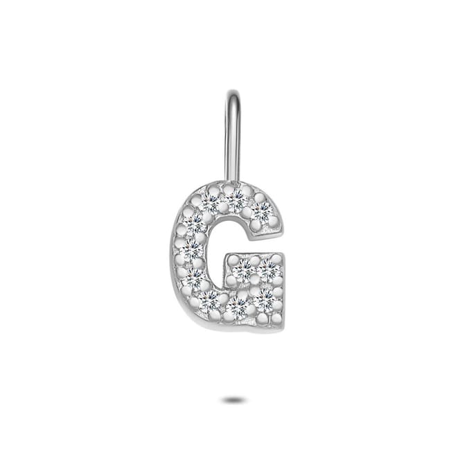Twice As Nice Hanger in zilver, letter G met steentjes