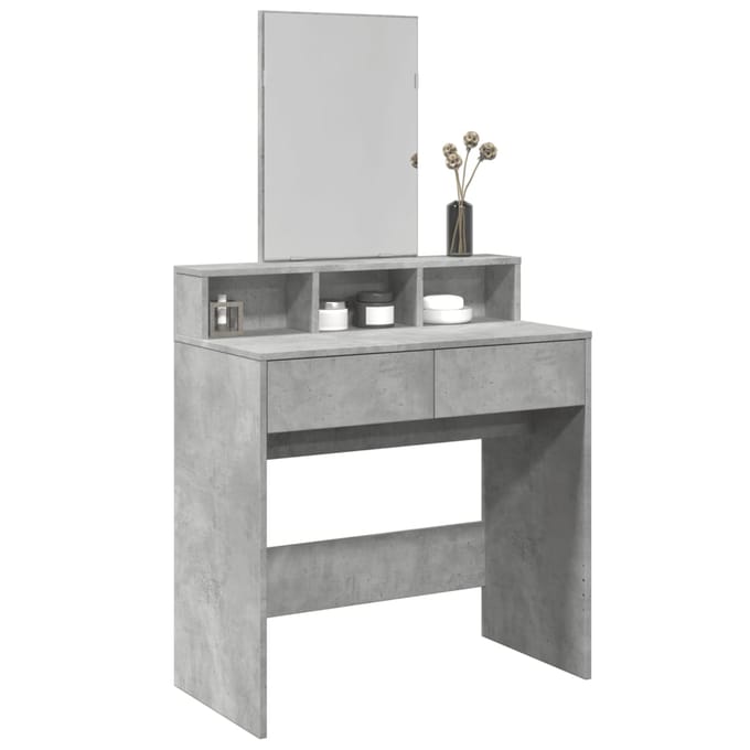 vidaXL - Kaptafel - met - spiegel - 80x41x144,5 - cm - betongrijs