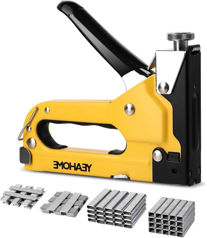 Tacker Set - Hand Tacker - Meubels Stofferen - Kracht Instelbaar - 4000 Nietjes - Geel