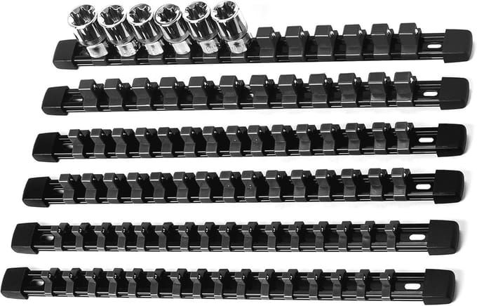 Socket Organizer - Premium Kwaliteit Gereedschap Houder voor 1/4, 3/8 en 1/2 Inch - 6 Stuks