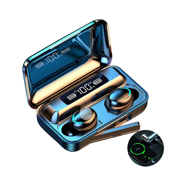 F95 True Wireless Stereo BT 5.0 Oordopjes Oplaadbare Stereo Geluid Oordopjes Waterdicht Touchcontrol Headset Compatibel met Android/iOS/PC Tablet Zwart zwart