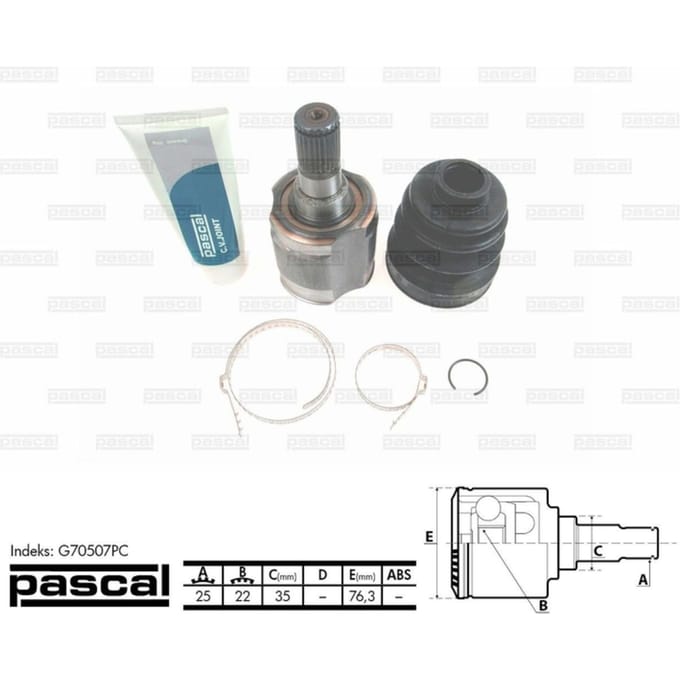 Homokineet reparatie set, aandrijfas PASCAL G70507PC