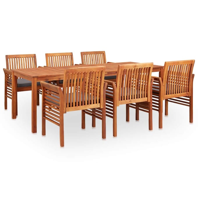 vidaXL - 7-delige - Tuinset - met - kussens - massief - acaciahout