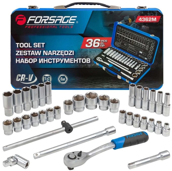 Forsage F-4362M Serie - Dopsleutelset - 1/2" - 36 delig - 8-32mm